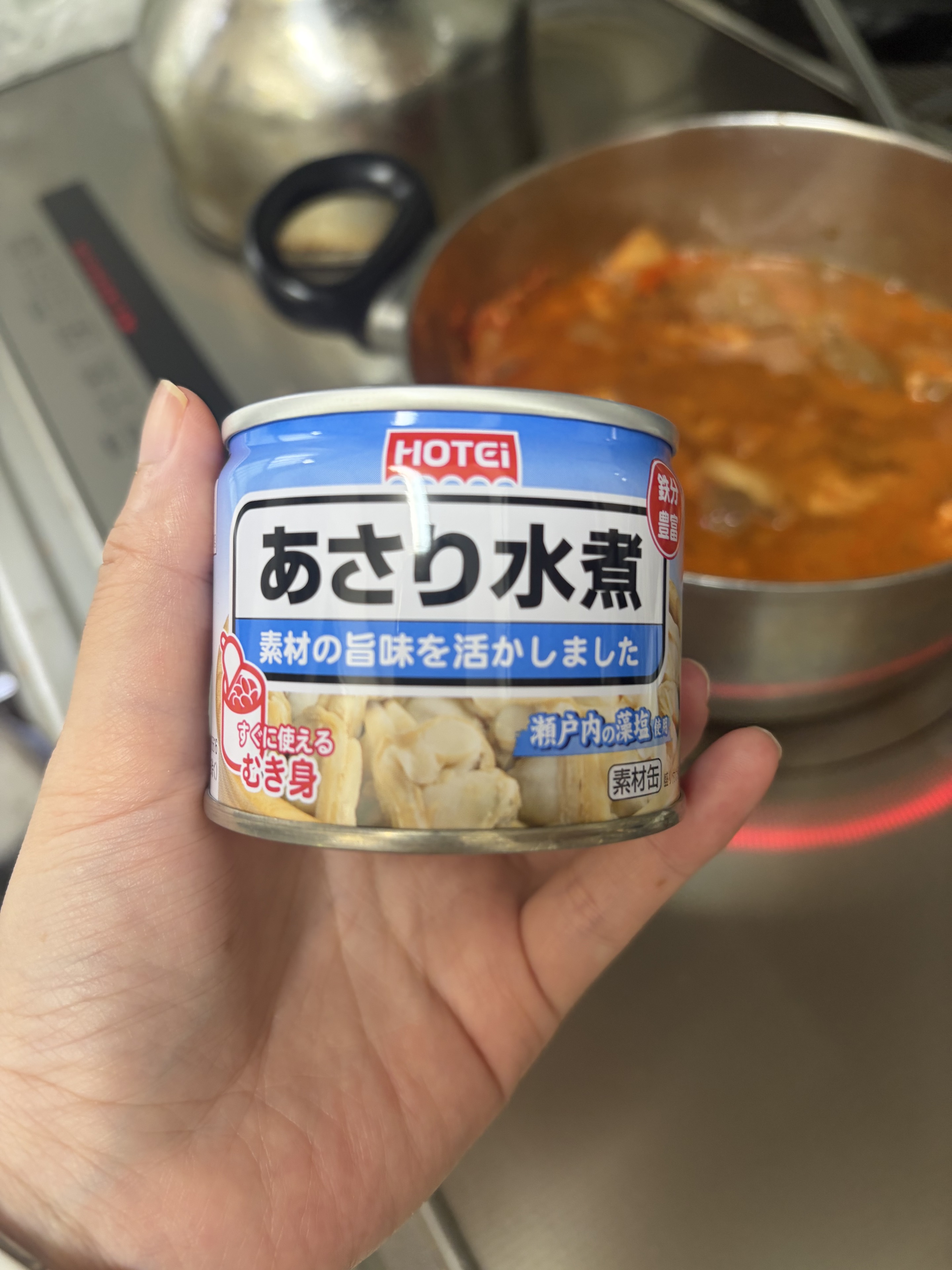 スンドゥブに入れたあさり水煮缶