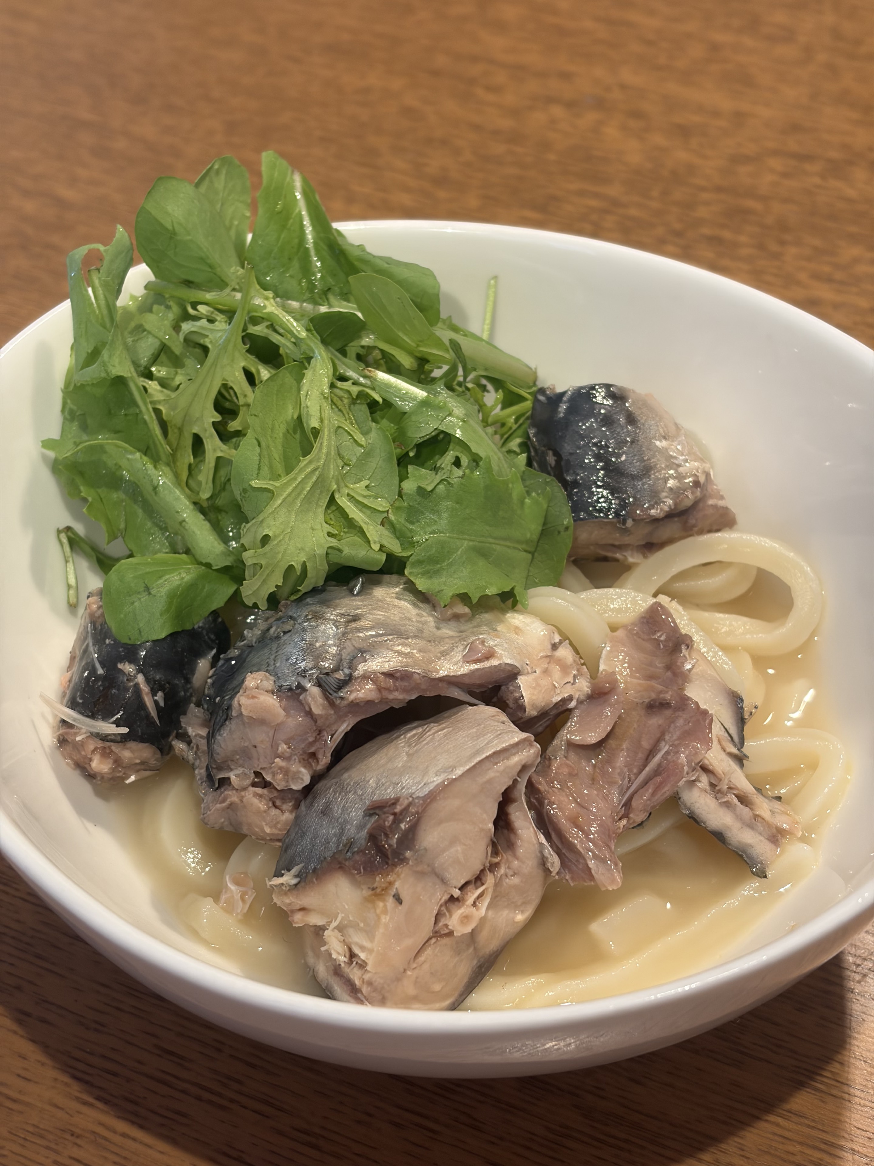 サバ缶のせ簡単うどんの写真