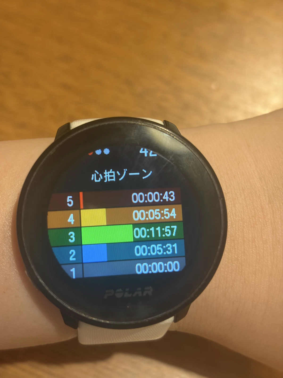 Polar Uniteの運動中の心拍ゾーン表示