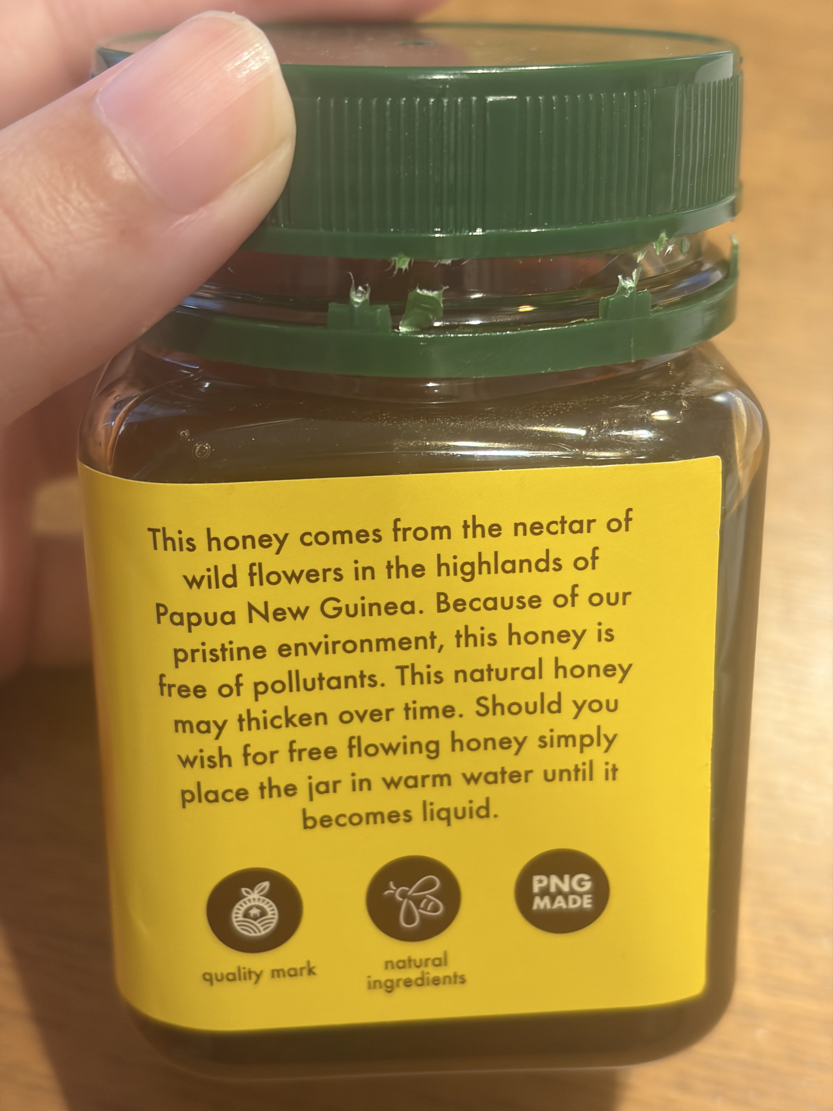 Highlands Honeyのラベルに書かれた説明
